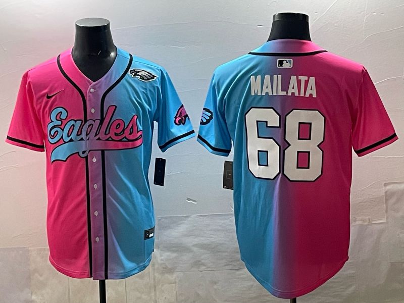 Men 2025 Philadelphia Eagles #68 Mailata Blue pink Nike Limited NFL Jersey style 010